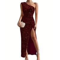 Erica One Shoulder Glitter Maxi Dress