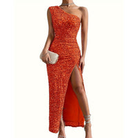 Erica One Shoulder Glitter Maxi Dress