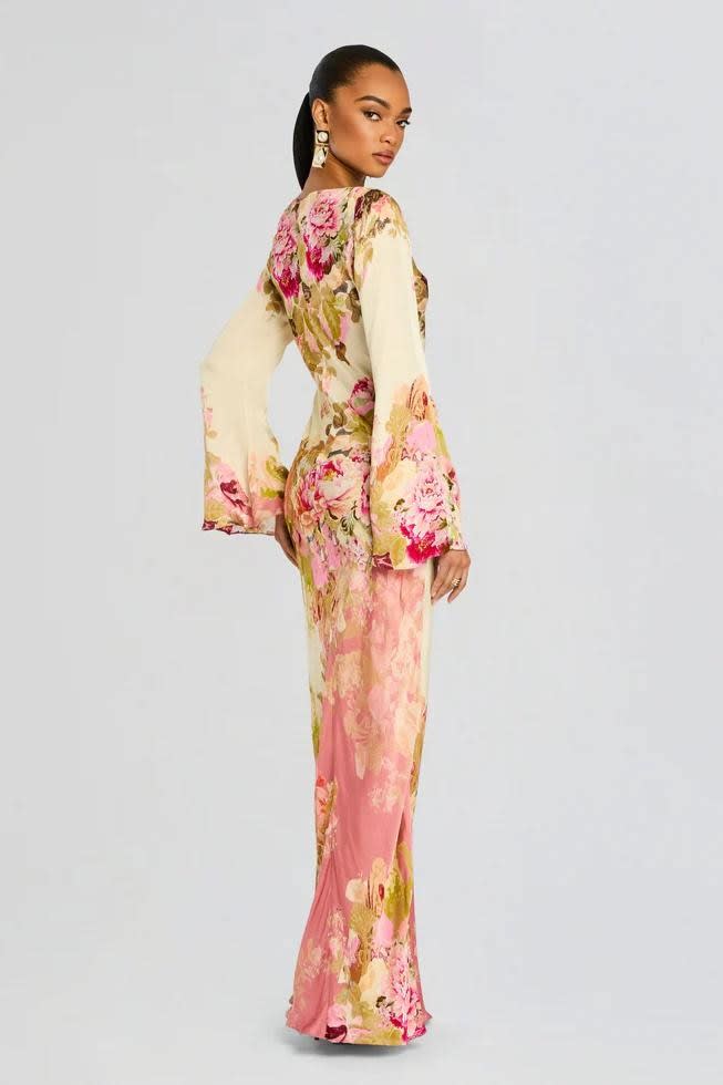 Kenna Floral Bell Sleeve Evening Maxi Dress_3