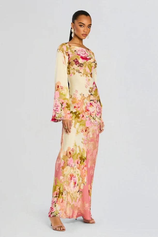 Kenna Floral Bell Sleeve Evening Maxi Dress_4