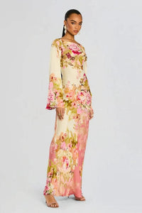 Kenna Floral Bell Sleeve Evening Maxi Dress