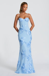 Fiadh Floral Jacquard Wedding Guest Maxi Dress