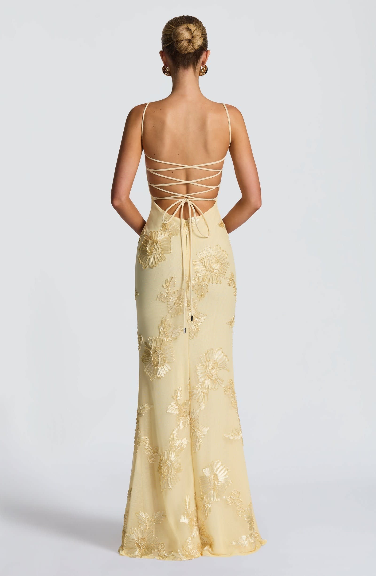 Fiadh Floral Jacquard Wedding Guest Maxi Dress