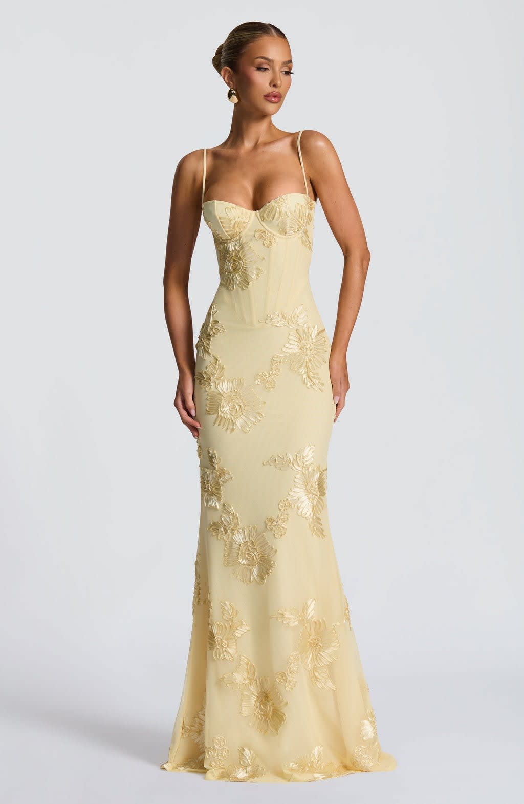 Fiadh Floral Jacquard Wedding Guest Maxi Dress