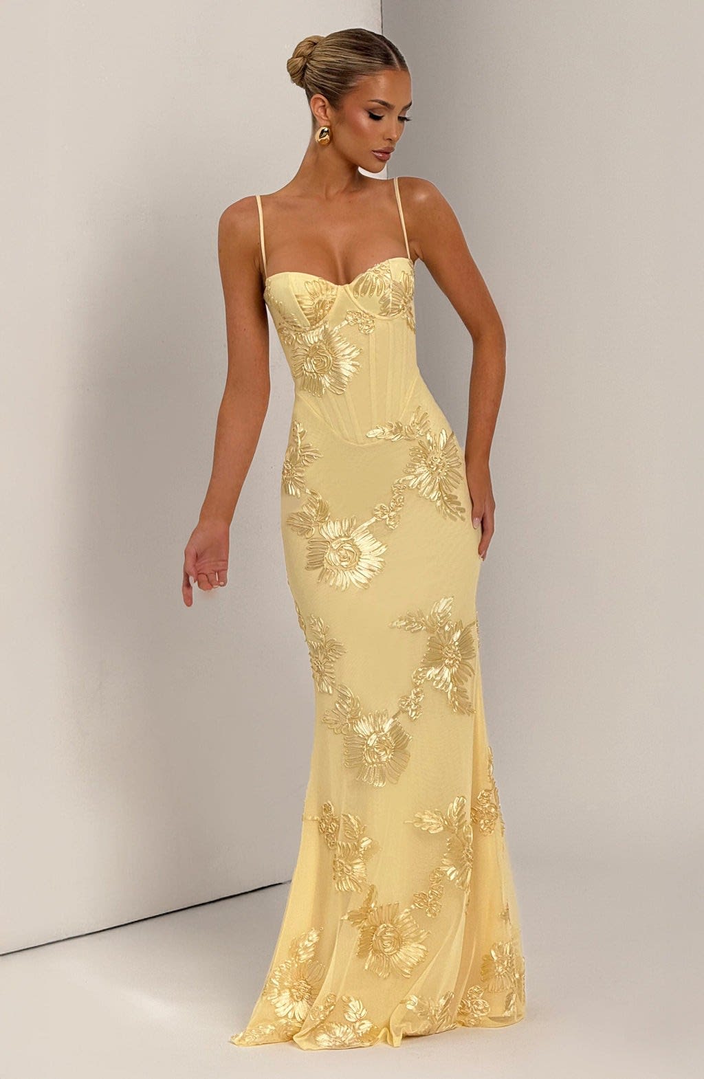Fiadh Floral Jacquard Wedding Guest Maxi Dress_7