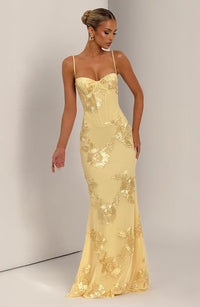 Fiadh Floral Jacquard Wedding Guest Maxi Dress