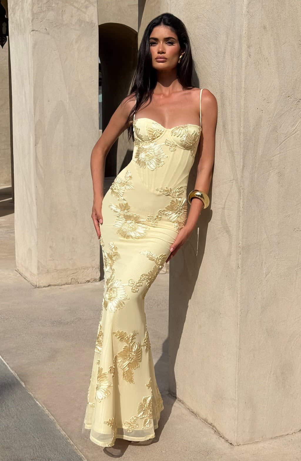 Fiadh Floral Jacquard Wedding Guest Maxi Dress_8