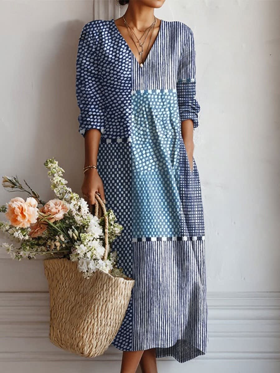 Teagan Floral V-Neck Long Sleeve Midi Dress