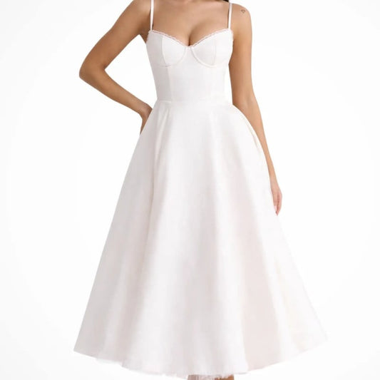Sabine Corset Wedding Guest Midi Dress with Cami Straps_1