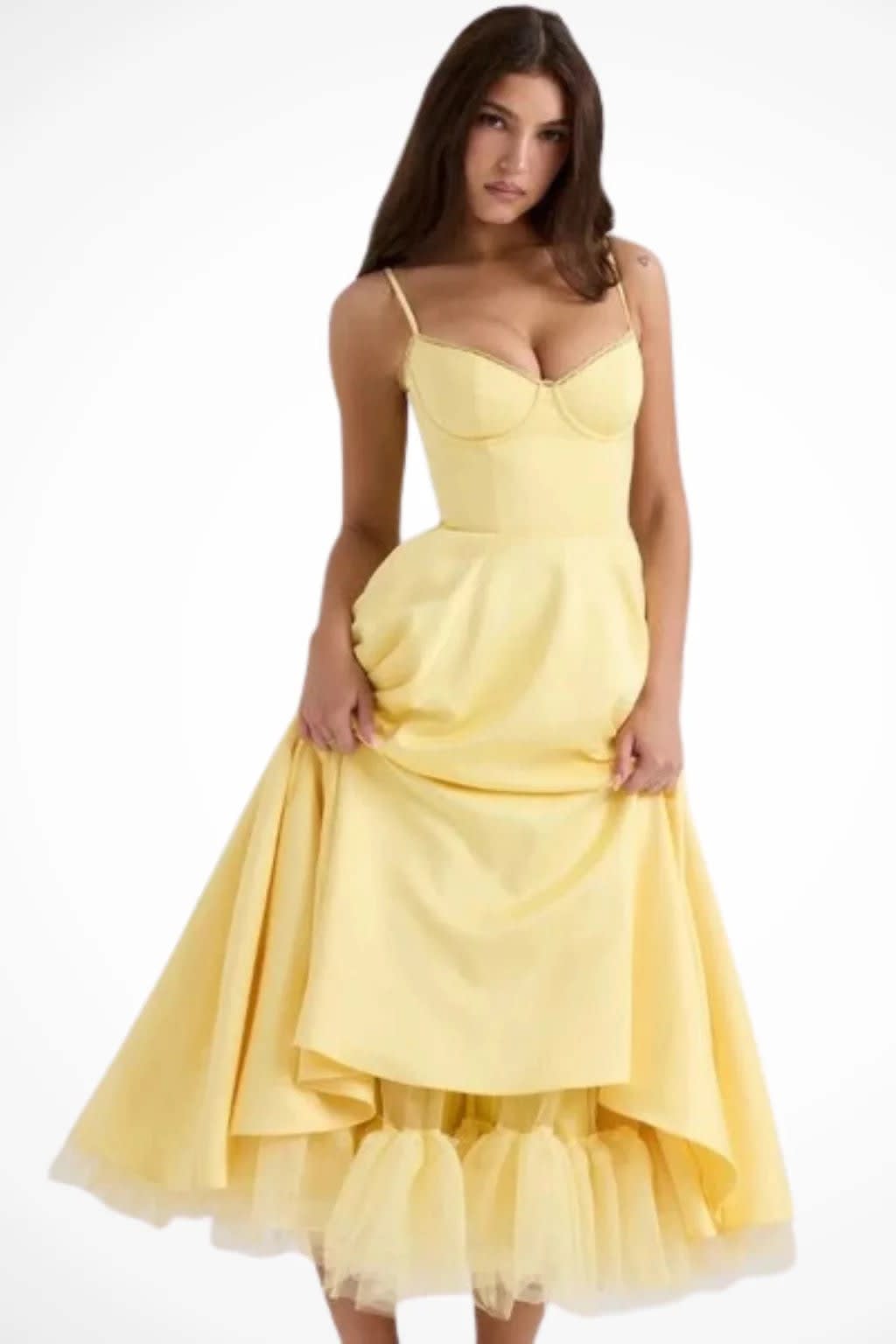 Sabine Corset Wedding Guest Midi Dress with Cami Straps_14