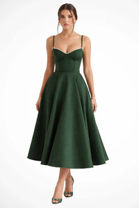 Sabine Corset Wedding Guest Midi Dress with Cami Straps