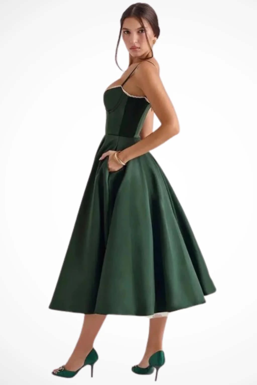 Sabine Corset Wedding Guest Midi Dress with Cami Straps_20