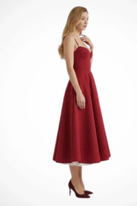 Sabine Corset Wedding Guest Midi Dress with Cami Straps