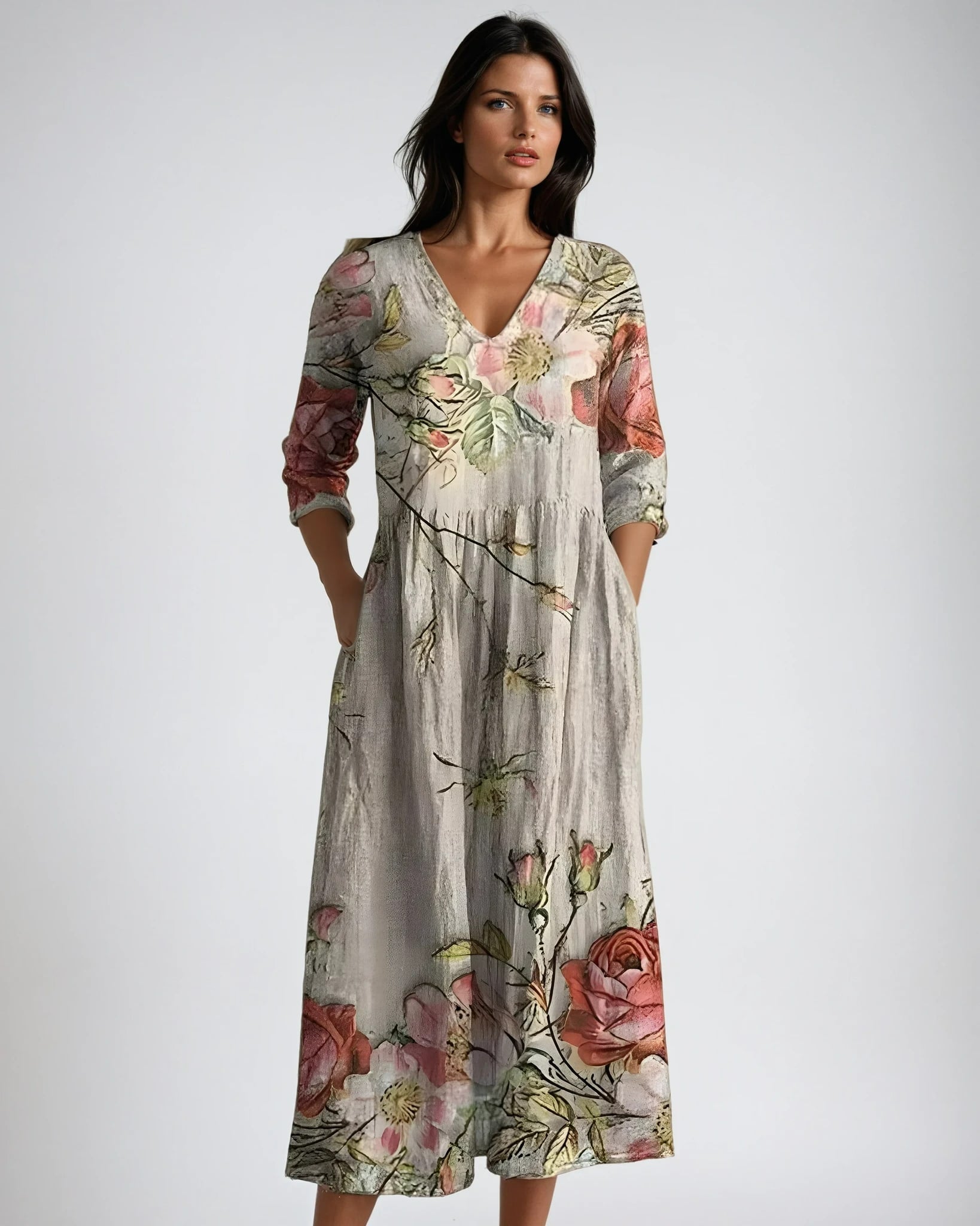 Oriel Floral V-Neck Maxi Dress