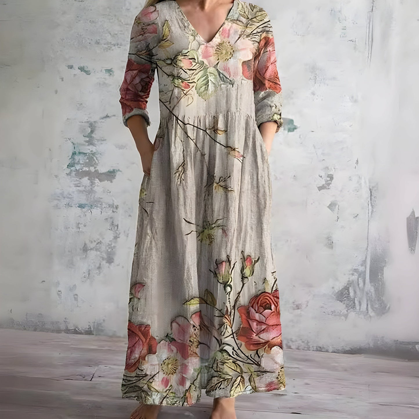Oriel Floral V-Neck Maxi Dress_2