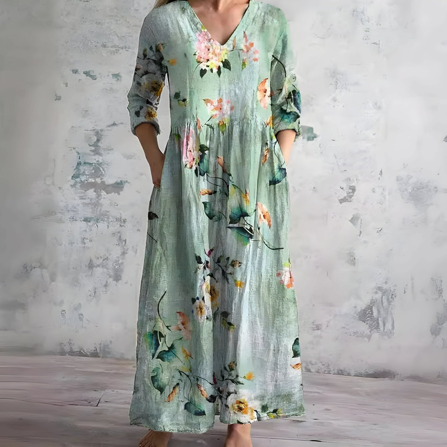 Oriel Floral V-Neck Maxi Dress_3