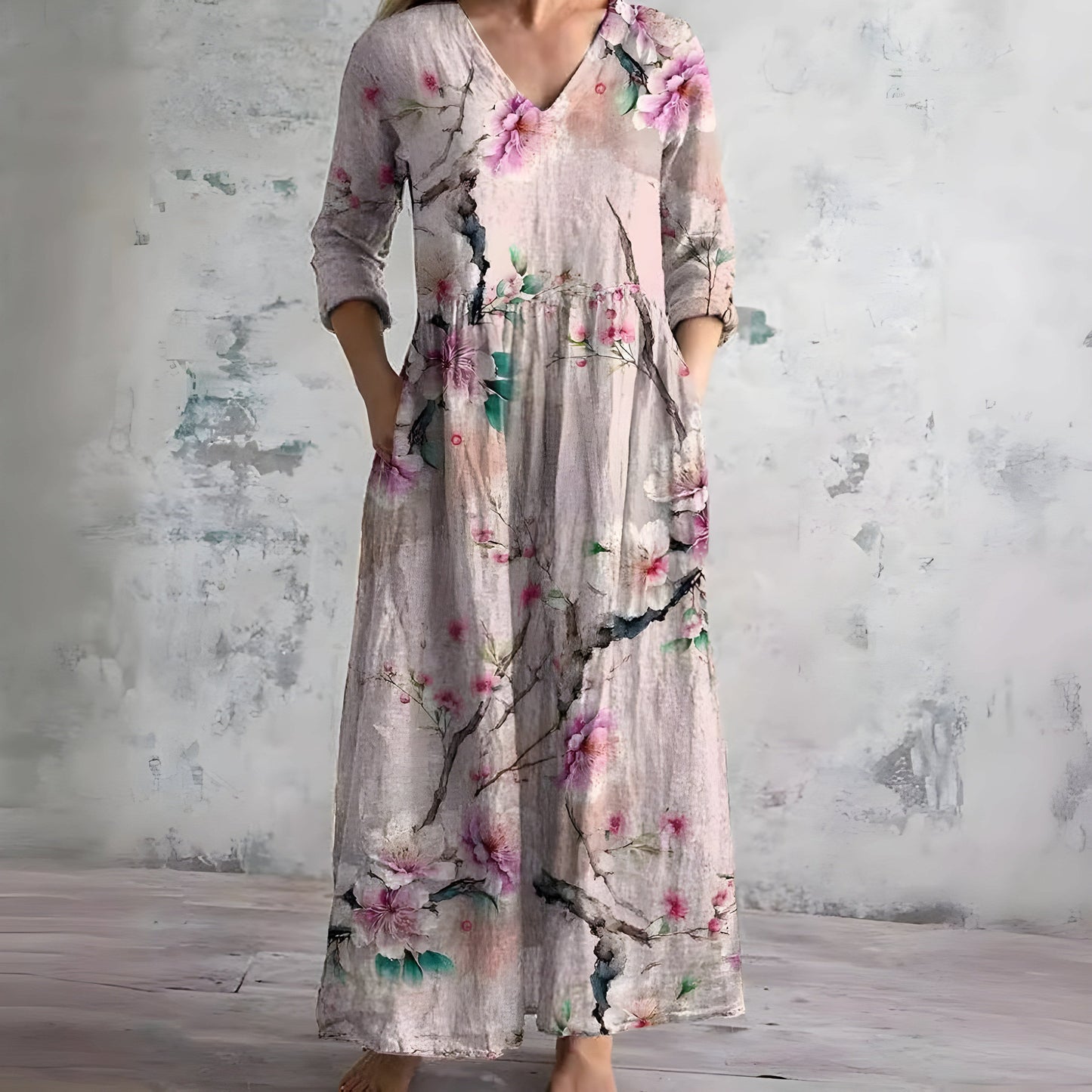 Oriel Floral V-Neck Maxi Dress_4