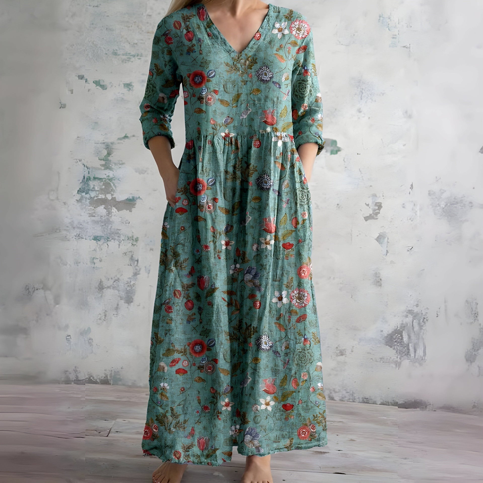 Oriel Floral V-Neck Maxi Dress