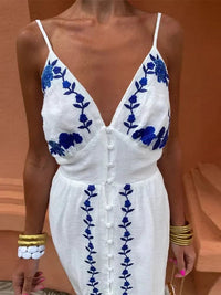 Celia Wedding Guest Embroidered V-Neck Maxi Dress