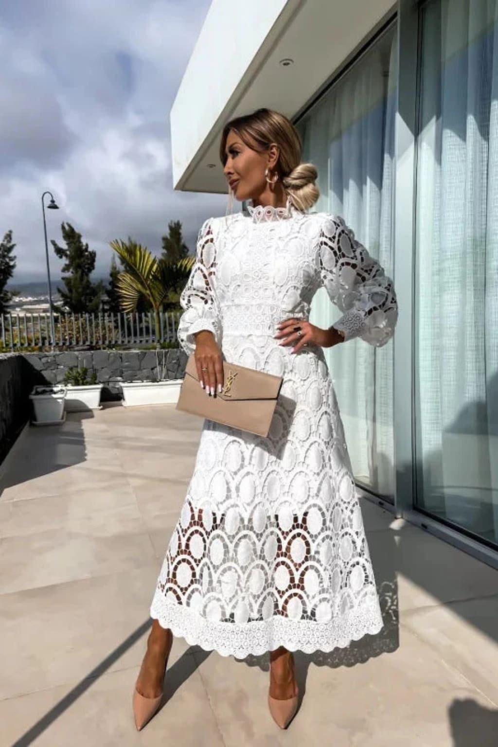 Gwendoline Lace Wedding Guest Midi Dress_2