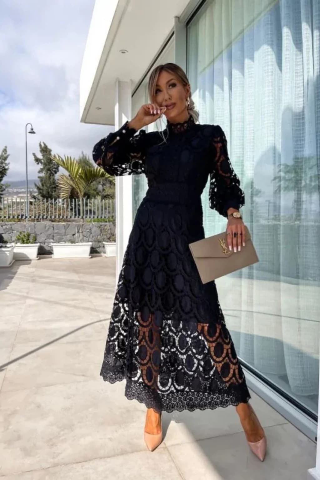 Gwendoline Lace Wedding Guest Midi Dress_4