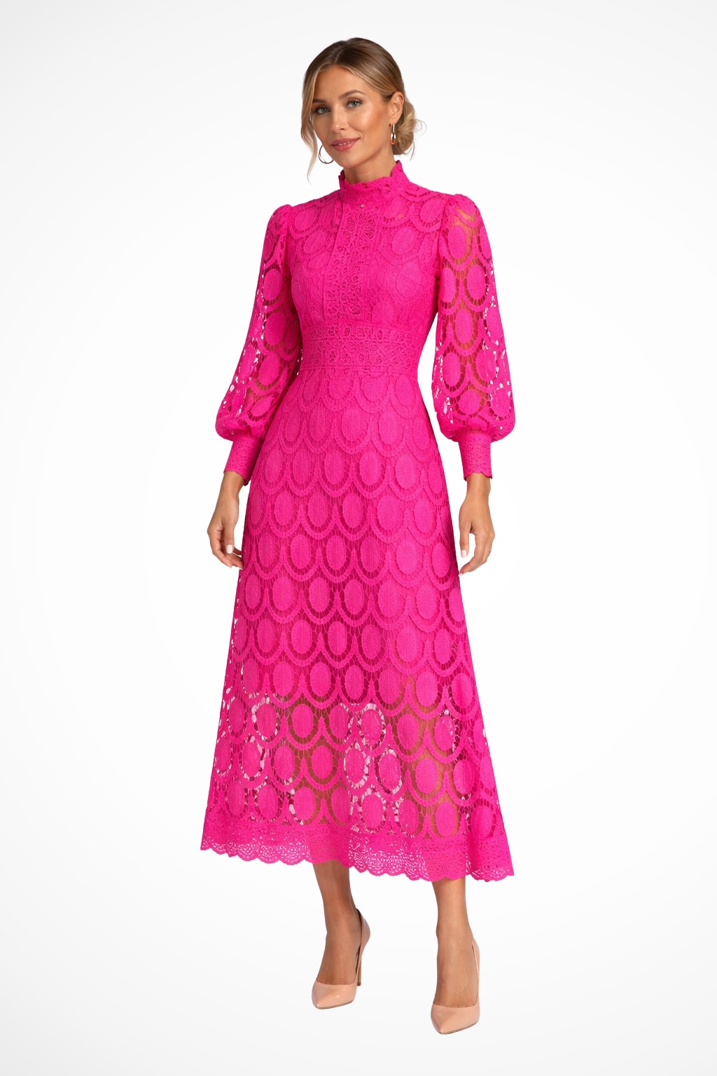 Gwendoline Lace Wedding Guest Midi Dress