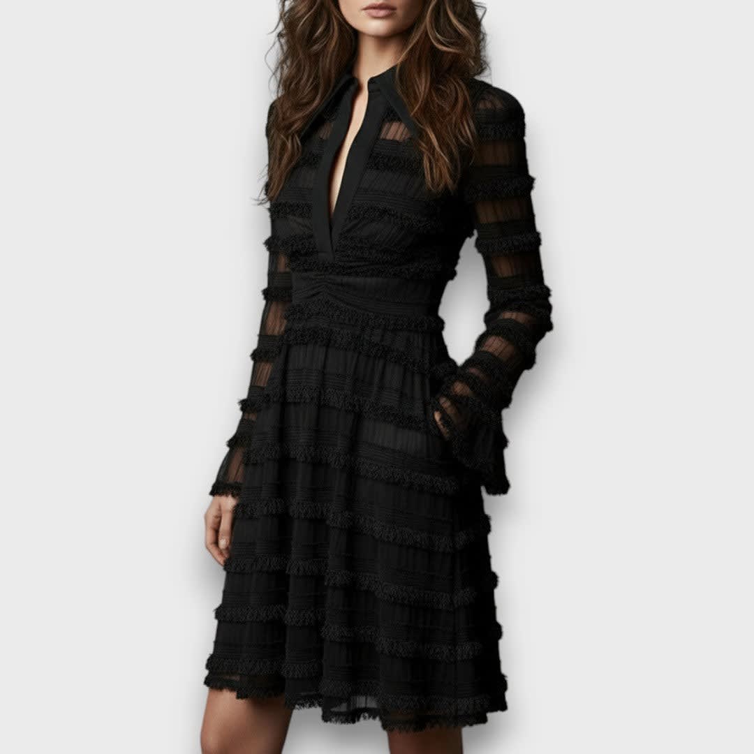 Judy Tiered Lace Cocktail Dress