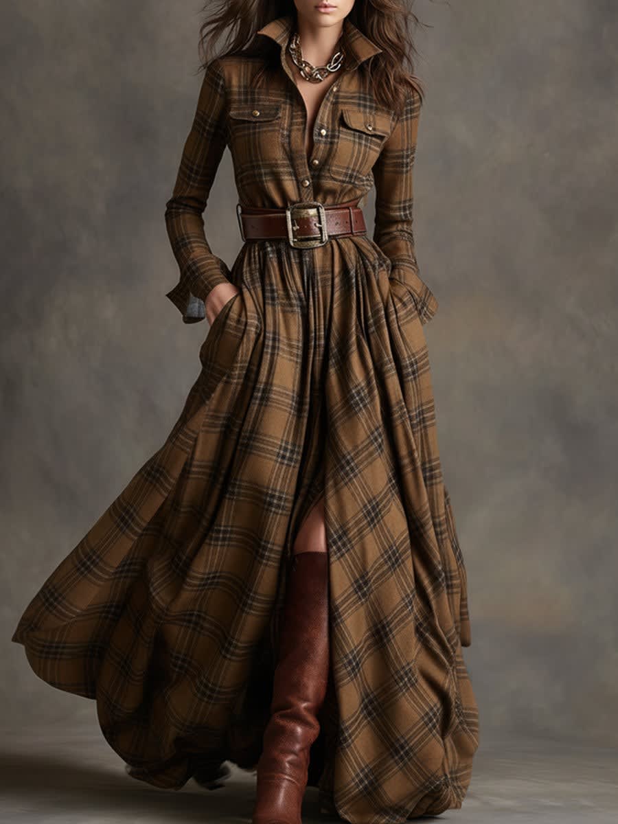 Jane Tartan Belted Maxi Shirt Dress_10