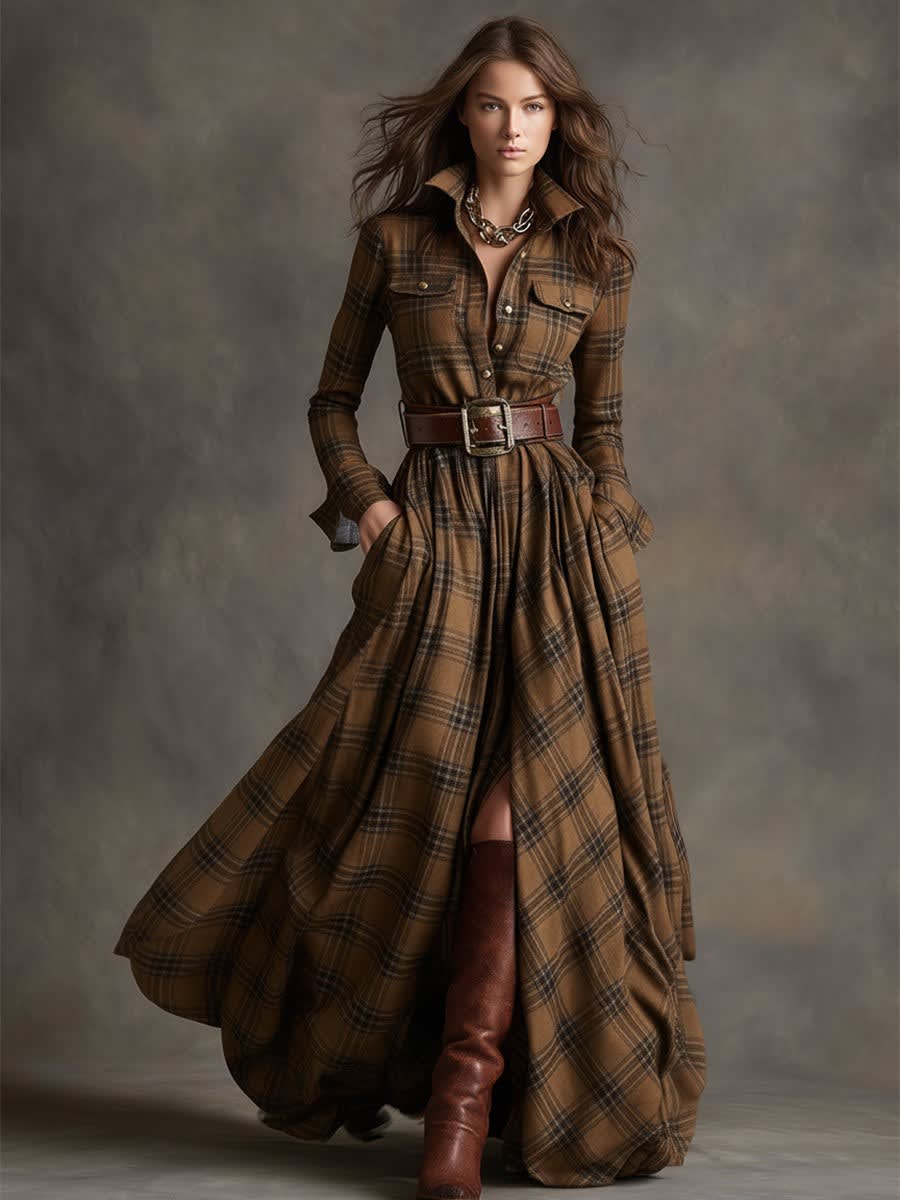 Jane Tartan Belted Maxi Shirt Dress_11