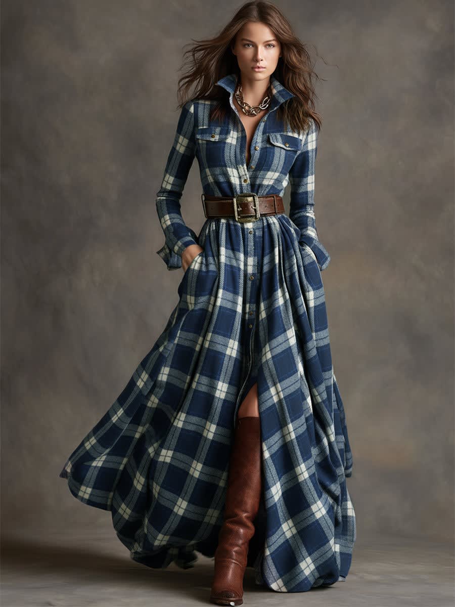 Jane Tartan Belted Maxi Shirt Dress_13