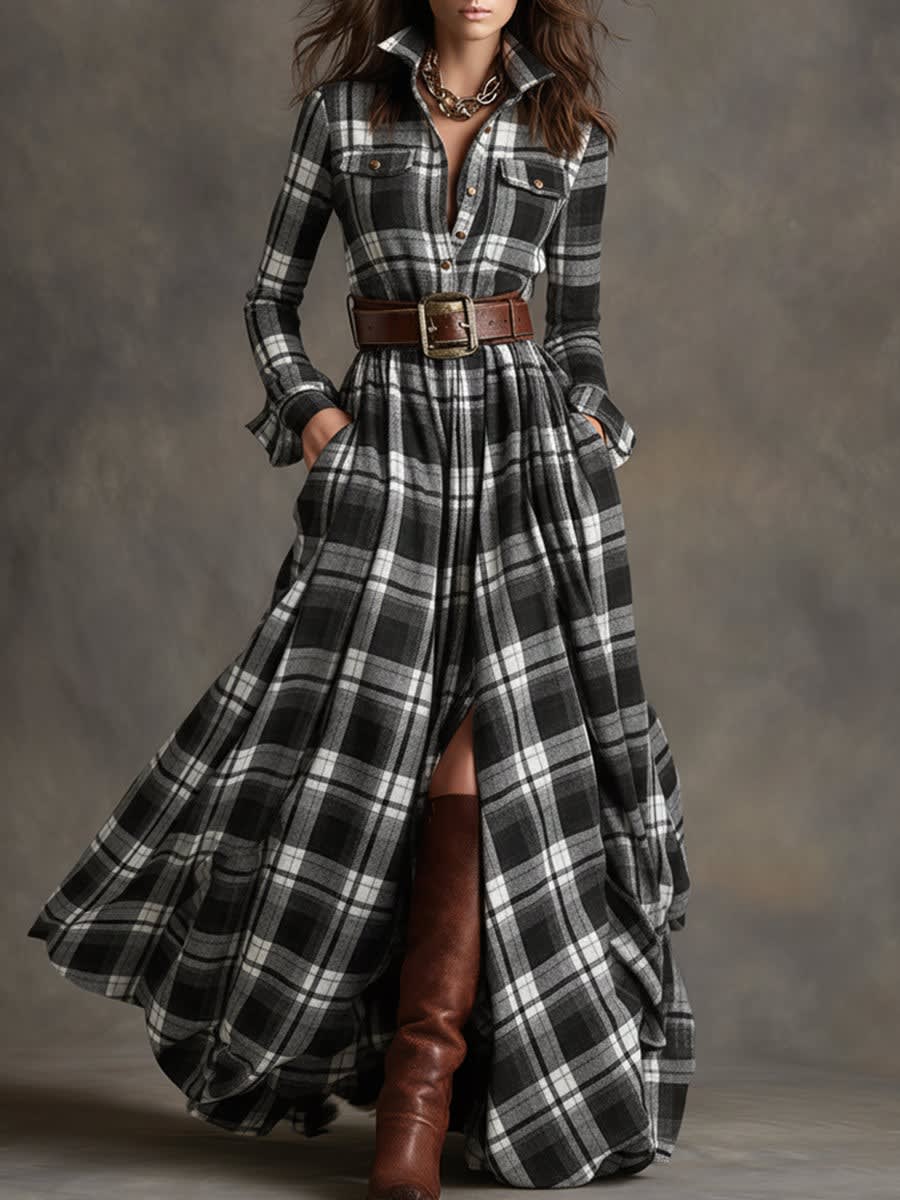 Jane Tartan Belted Maxi Shirt Dress_14