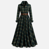 Jane Tartan Belted Maxi Shirt Dress