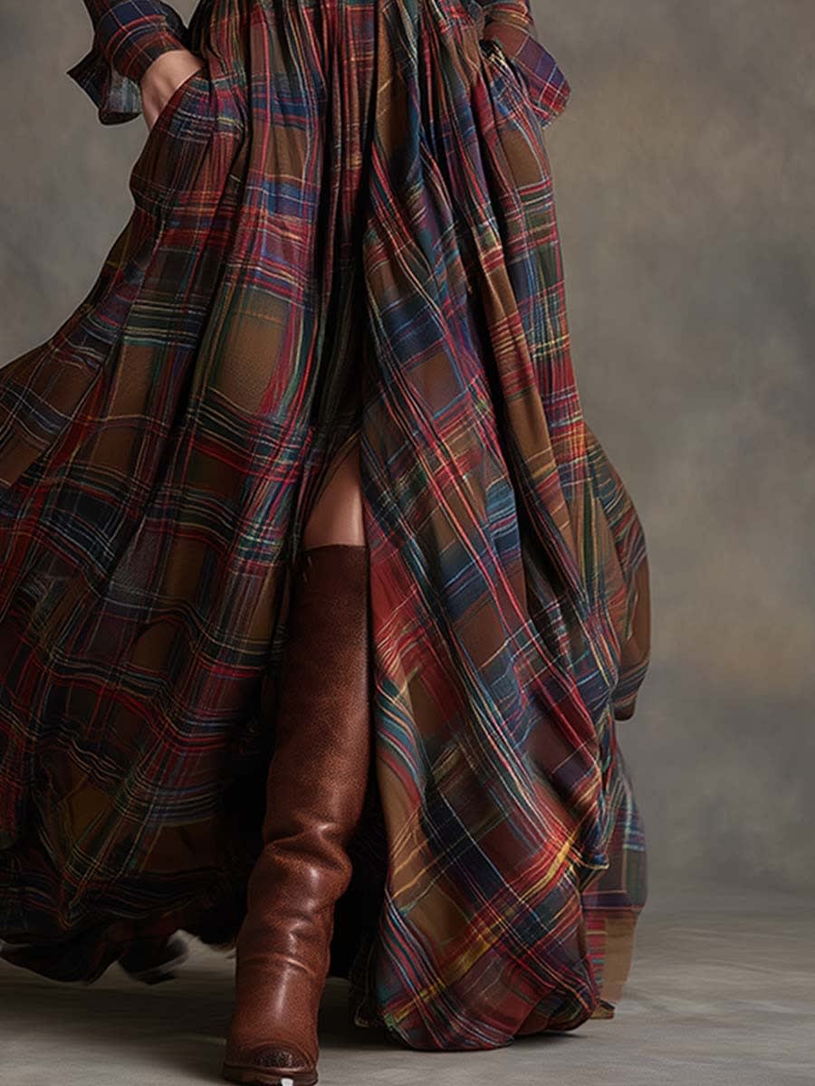 Jane Tartan Belted Maxi Shirt Dress_8