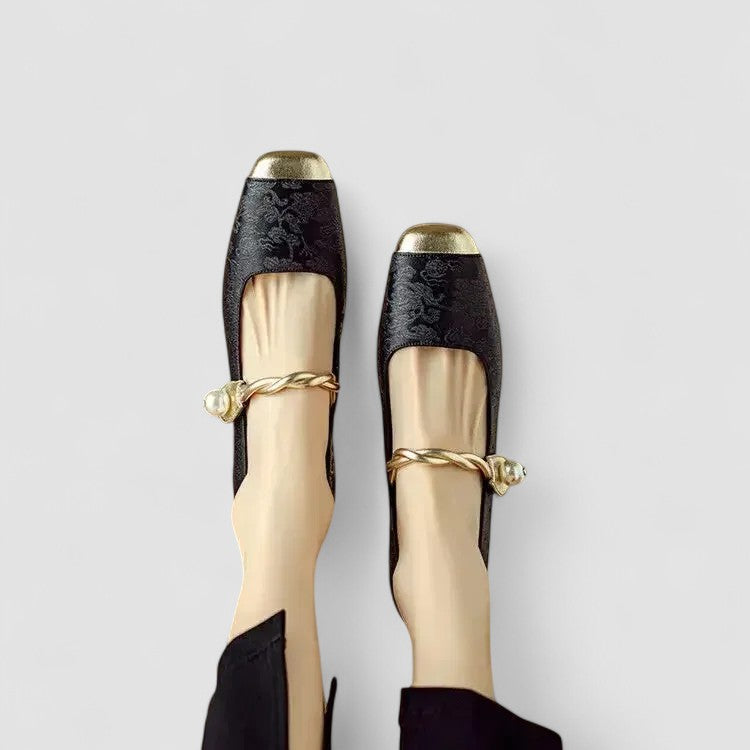 Caro Pearl Embellished Ballet Flats