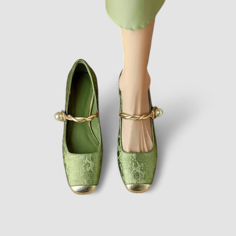 Caro Pearl Embellished Ballet Flats