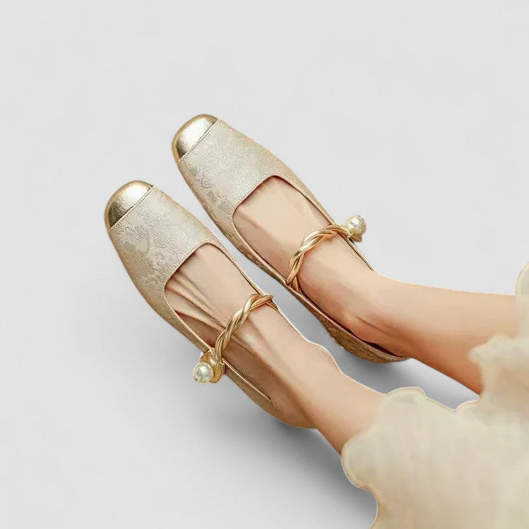 Caro Pearl Embellished Ballet Flats
