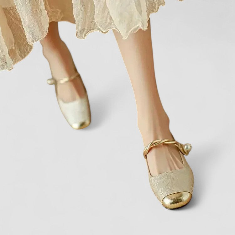 Caro Pearl Embellished Ballet Flats