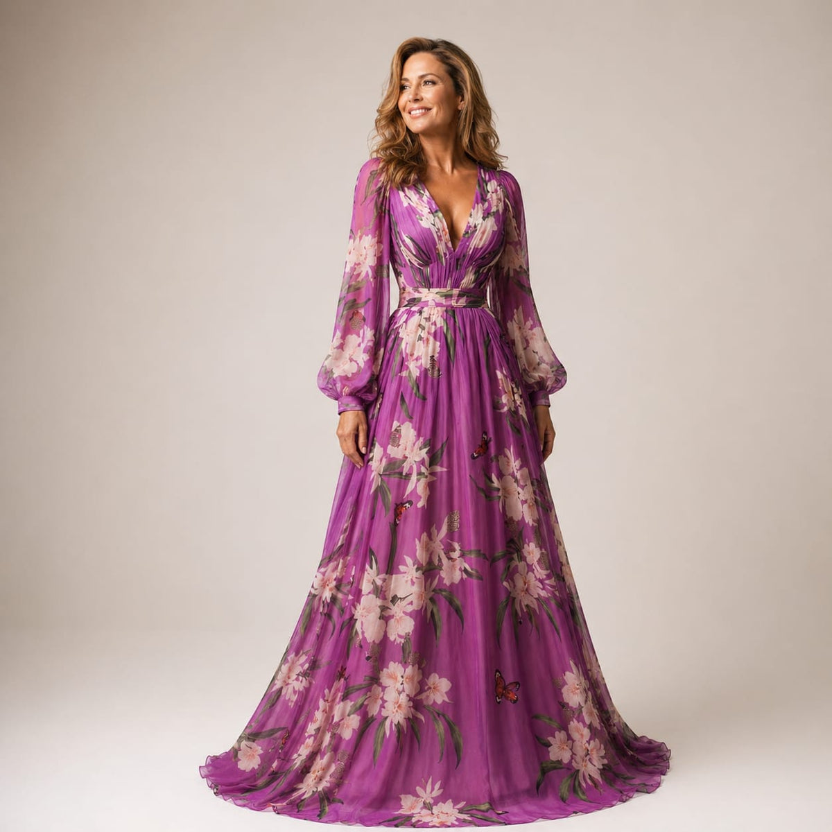 Gail Floral Chiffon Maxi Dress