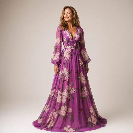 Gail Floral Chiffon Maxi Dress_1