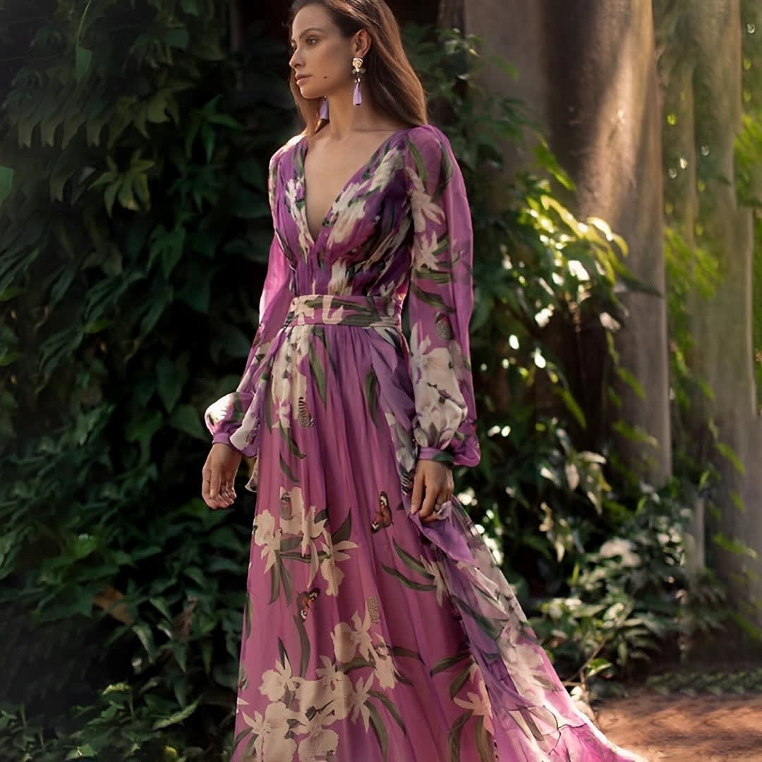 Gail Floral Chiffon Maxi Dress