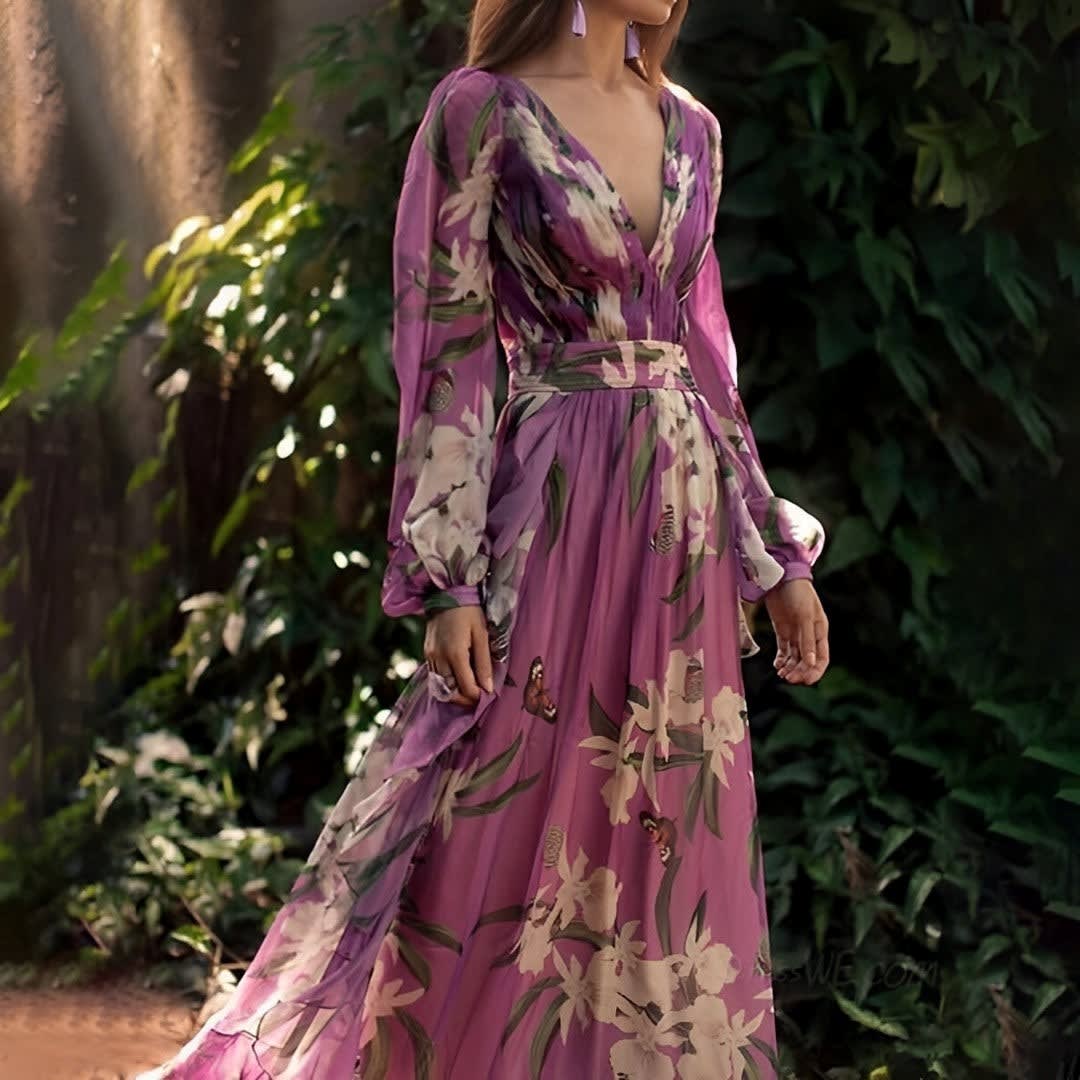 Gail Floral Chiffon Maxi Dress