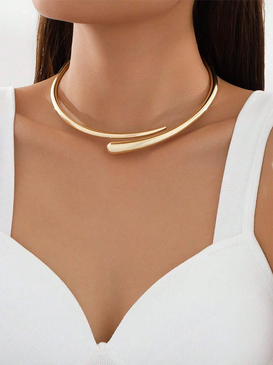 Vida Gold Tone Open Choker Necklace_1