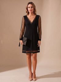 Cleo Sheer Glitter Sleeve Christmas Party Dress