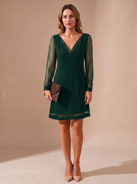 Cleo Sheer Glitter Sleeve Christmas Party Dress