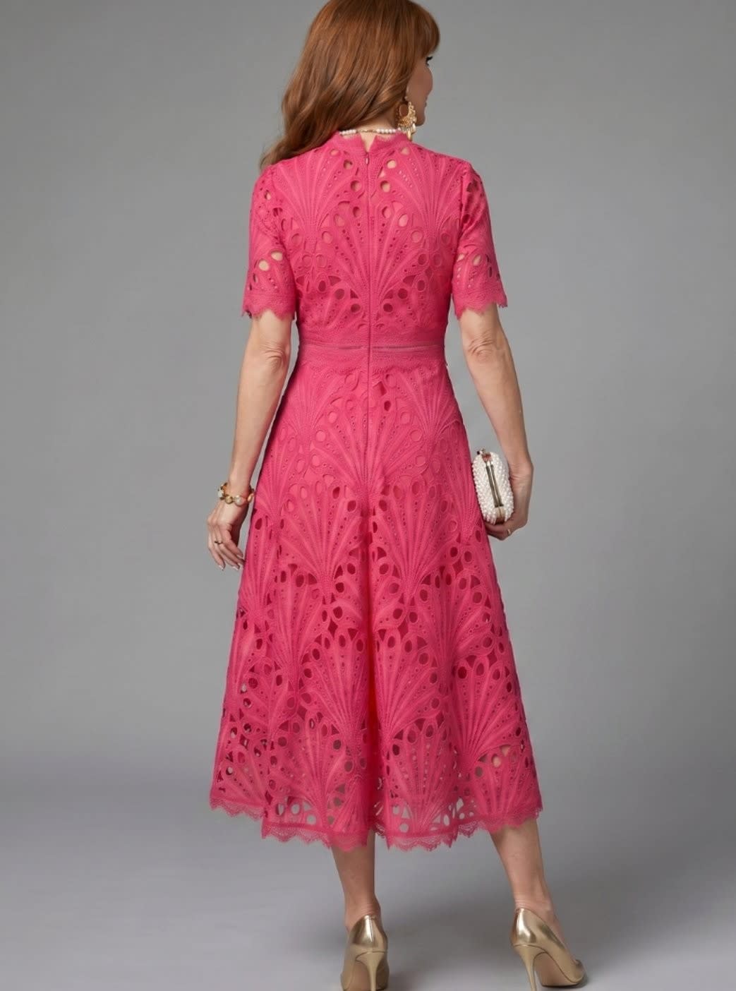 Rochelle Eyelet Lace Midi Cocktail Dress