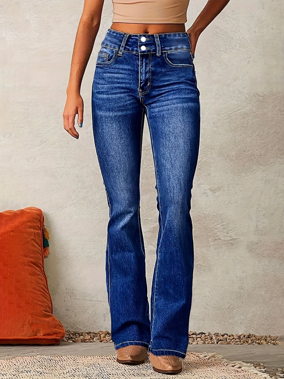 Maeve Double Button High Waist Bootcut Jeans_3