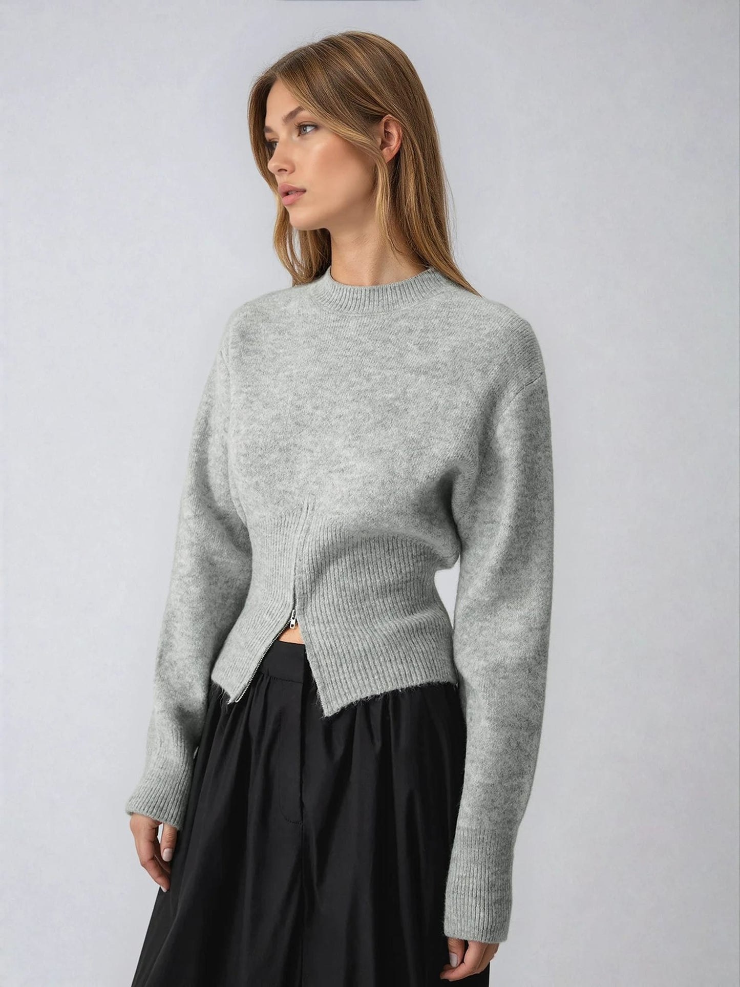 Mereana Zip Hem Knit Sweater_1