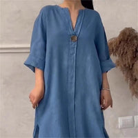 Ellen Relaxed Fit Split Neck Maxi Dress