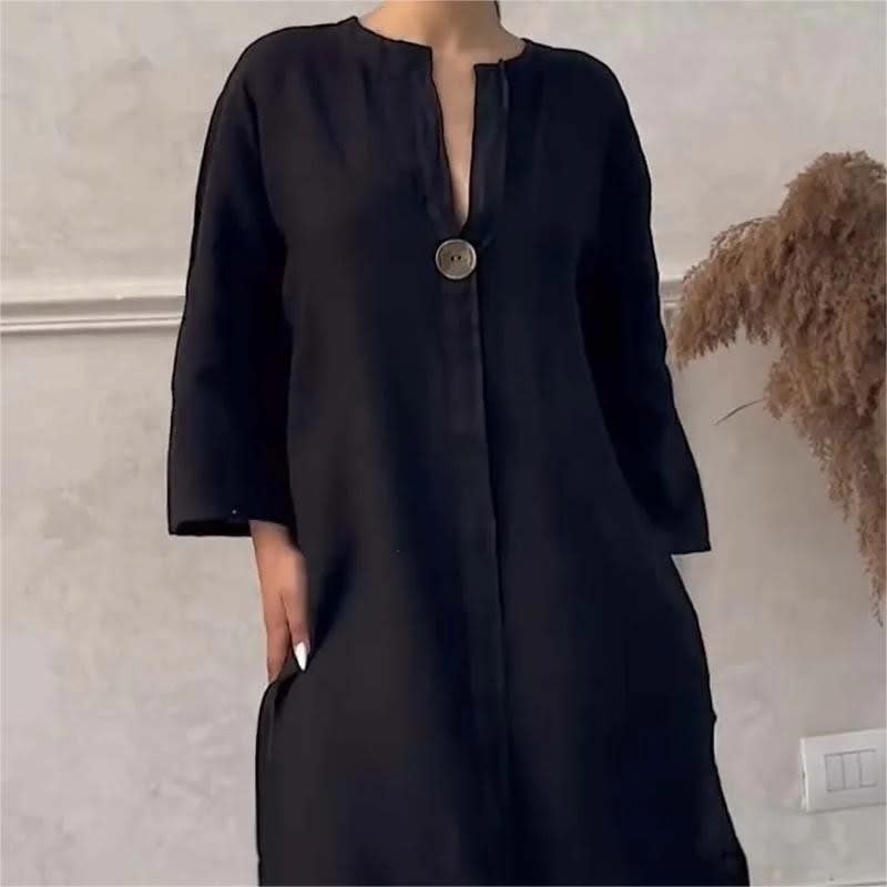 Ellen Relaxed Fit Split Neck Maxi Dress