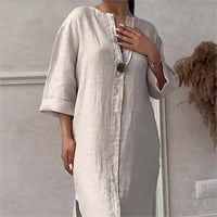 Ellen Relaxed Fit Split Neck Maxi Dress